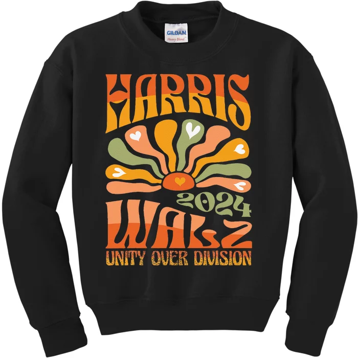 Harris Walz Waltz 2024 Unity Over Division Kids Sweatshirt