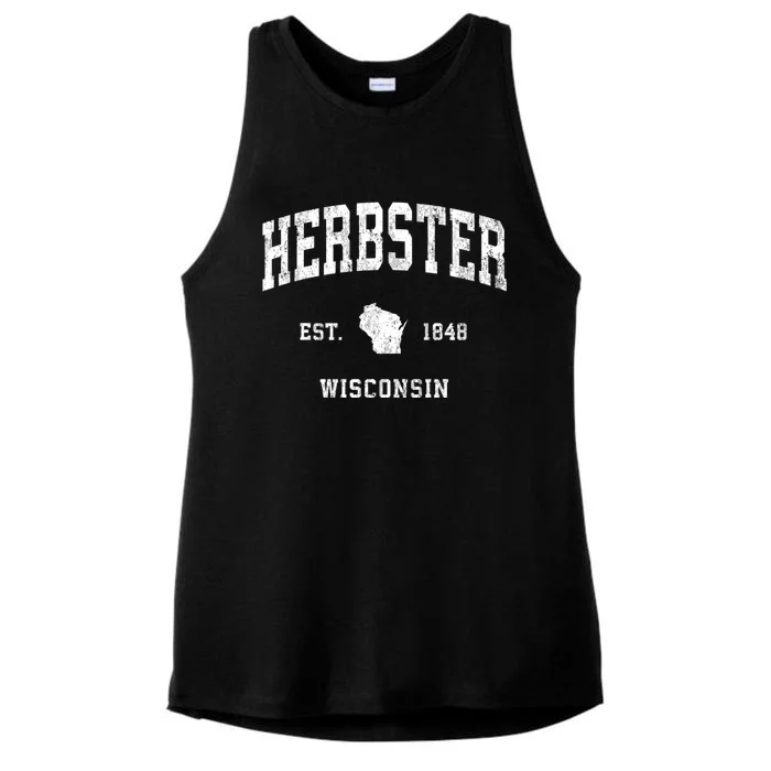 Herbster Wisconsin Wi Vintage Athletic Sports Ladies Tri-Blend Wicking Tank