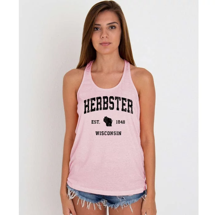 Herbster Wisconsin Wi Vintage Athletic Sports Women's Knotted Racerback Tank