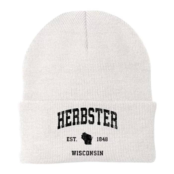 Herbster Wisconsin Wi Vintage Athletic Sports Knit Cap Winter Beanie