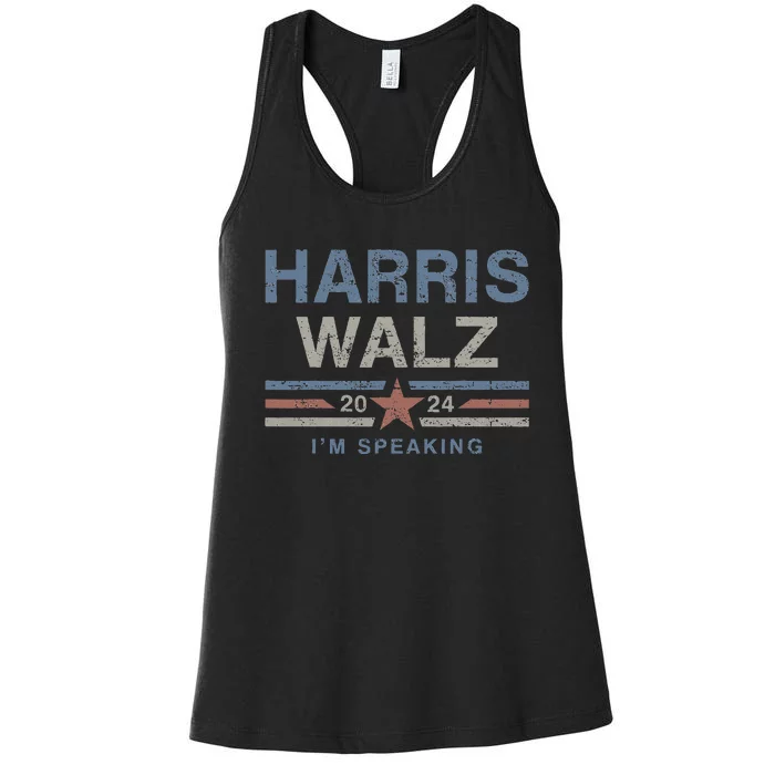 Harris Walz Waltz 2024 I’M Speaking Vintage Kamala Tim Walz Women's Racerback Tank