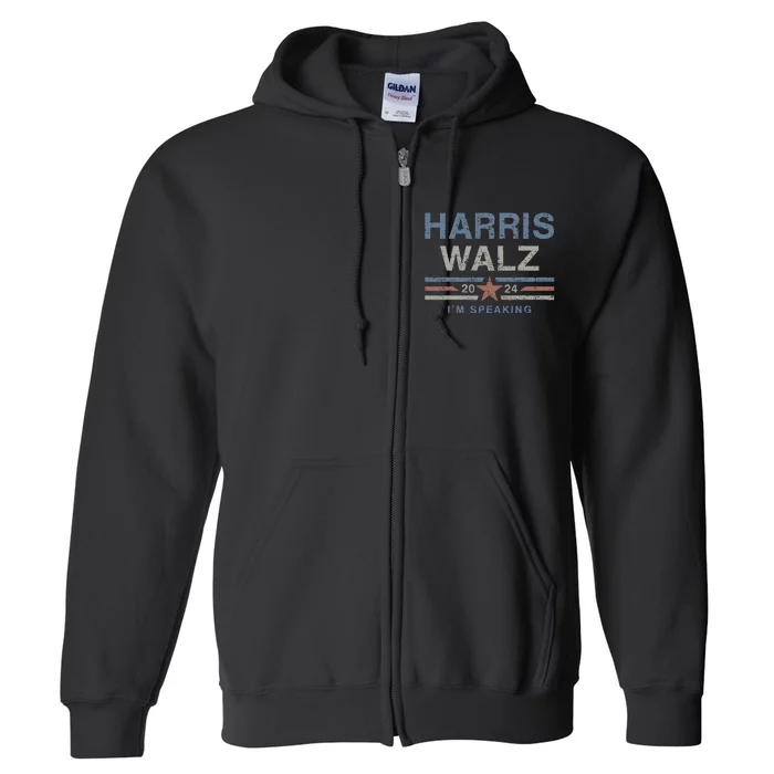 Harris Walz Waltz 2024 I’M Speaking Vintage Kamala Tim Walz Full Zip Hoodie