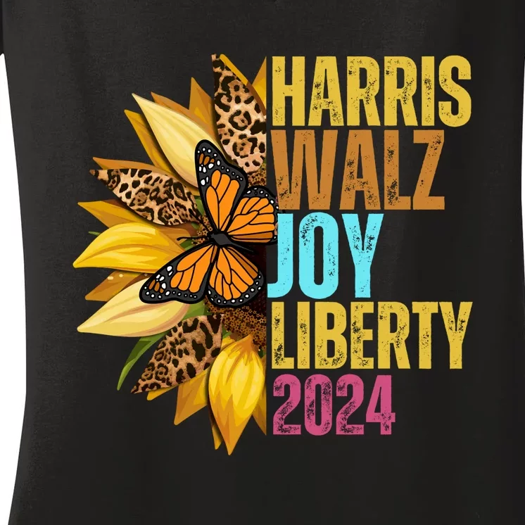 Harris Walz Waltz 2024 Harris Walz Joy Liberty Women's V-Neck T-Shirt