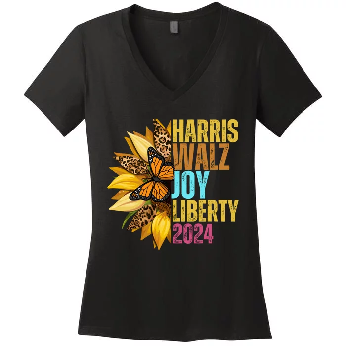 Harris Walz Waltz 2024 Harris Walz Joy Liberty Women's V-Neck T-Shirt