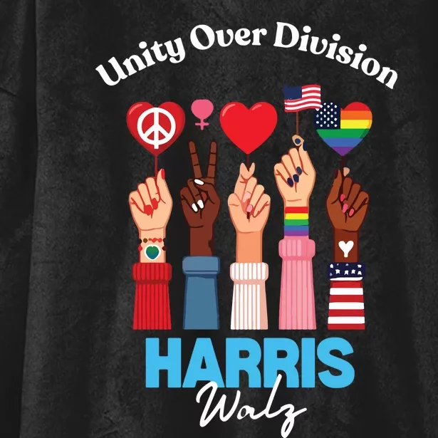 Harris Walz Waltz 2024 Unity Over Division Hooded Wearable Blanket