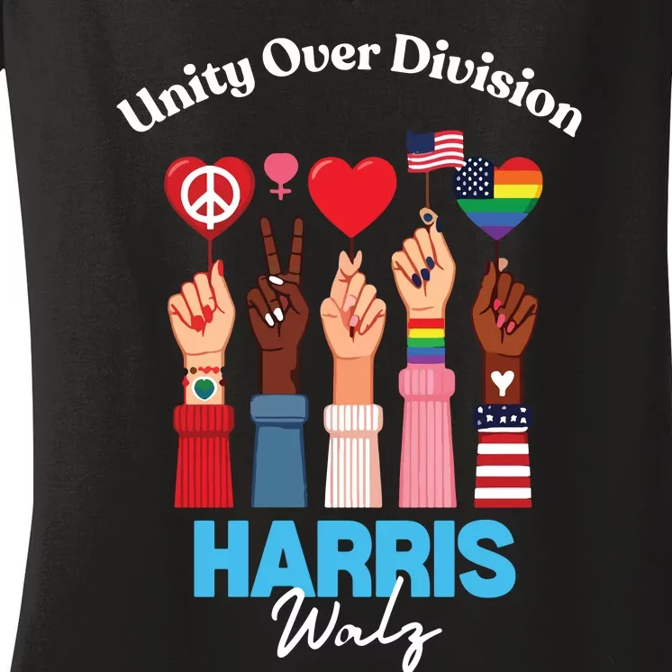 Harris Walz Waltz 2024 Unity Over Division Women's V-Neck T-Shirt