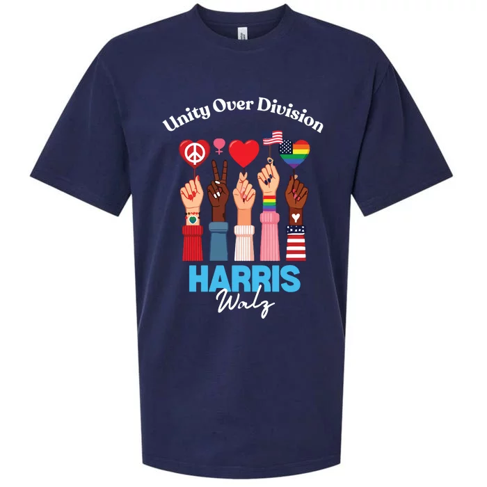 Harris Walz Waltz 2024 Unity Over Division Sueded Cloud Jersey T-Shirt