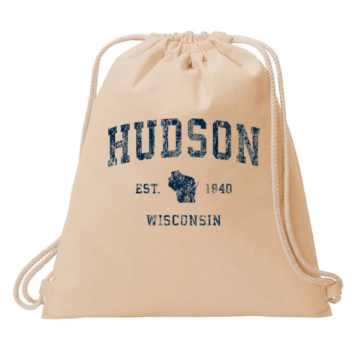 Hudson Wisconsin Wi Vintage Sports Design Drawstring Bag