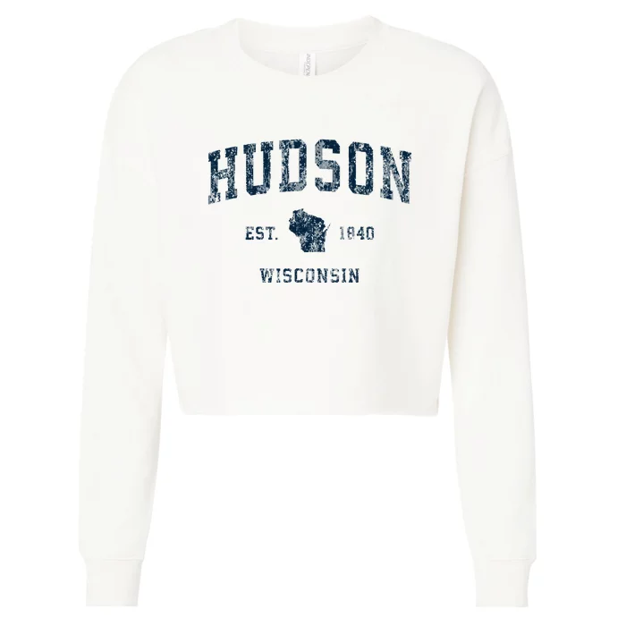 Hudson Wisconsin Wi Vintage Sports Design Cropped Pullover Crew