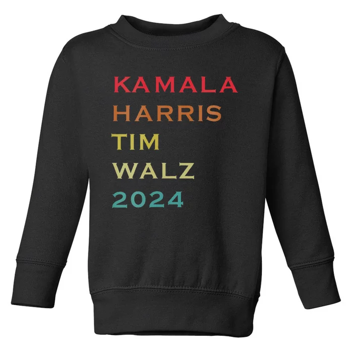 Harris Walz Waltz 2024 Vintage Style Kamala Harris Tim Walz Toddler Sweatshirt