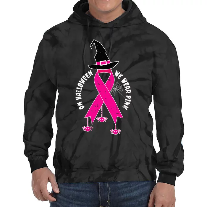 Halloween Witch Wear Pink Cool Breast Cancer Awareness Gifts Tie Dye Hoodie