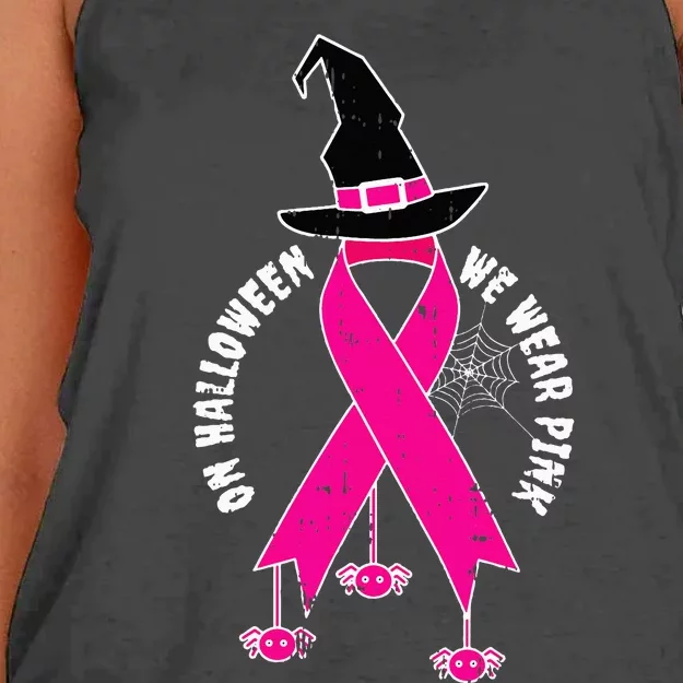 Halloween Witch Wear Pink Cool Breast Cancer Awareness Gifts Women's Knotted Racerback Tank