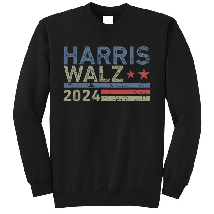 Harris Walz Waltz 2024 Retro Vintage Distressed Design Tall Sweatshirt