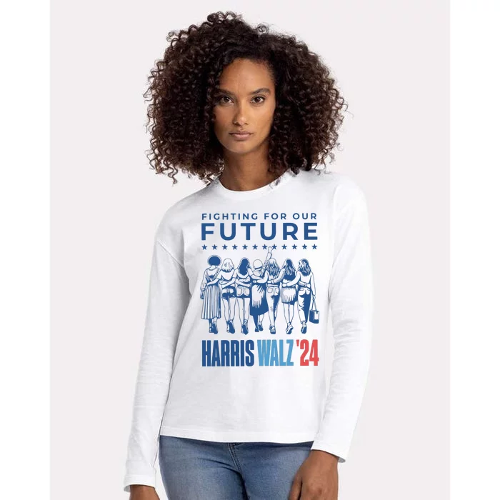 Harris Walz Waltz 2024 Harris Walz Future Button Election Womens Cotton Relaxed Long Sleeve T-Shirt