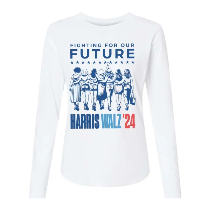 Harris Walz Waltz 2024 Harris Walz Future Button Election Womens Cotton Relaxed Long Sleeve T-Shirt