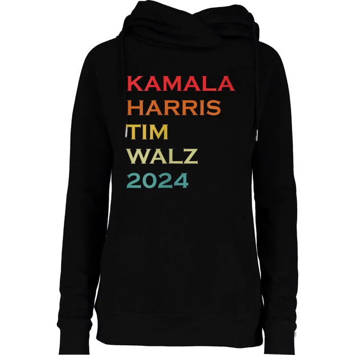 Harris Walz Waltz 2024 Vintage Style Kamala Harris Tim Walz Womens Funnel Neck Pullover Hood