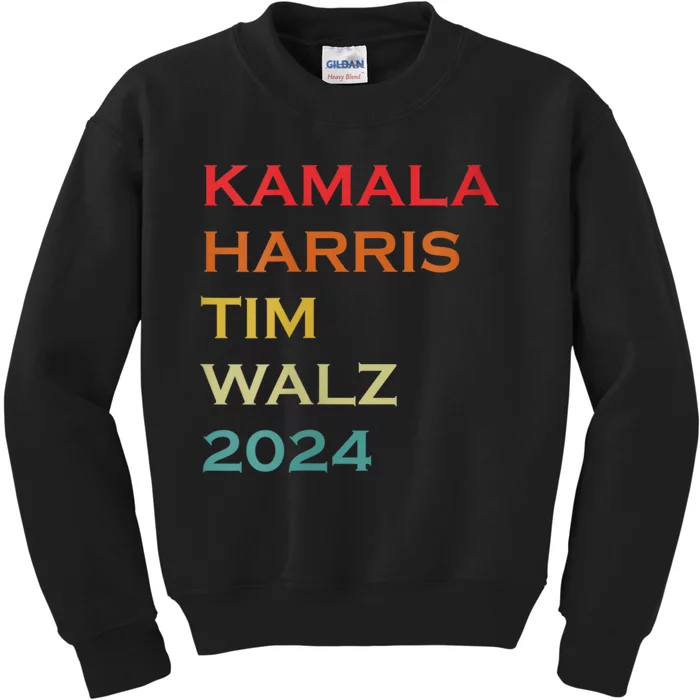 Harris Walz Waltz 2024 Vintage Style Kamala Harris Tim Walz Kids Sweatshirt