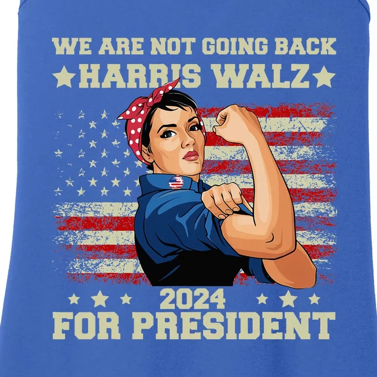 Harris Walz Waltz 2024 We Are Not Going Back Ladies Essential Tank