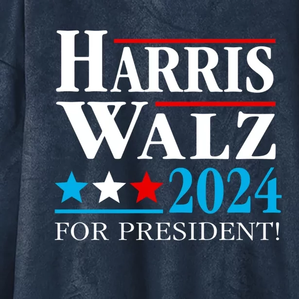 Harris Walz Waltz 2024 Vice President Vp Harris Tim Waltz Gift Hooded Wearable Blanket