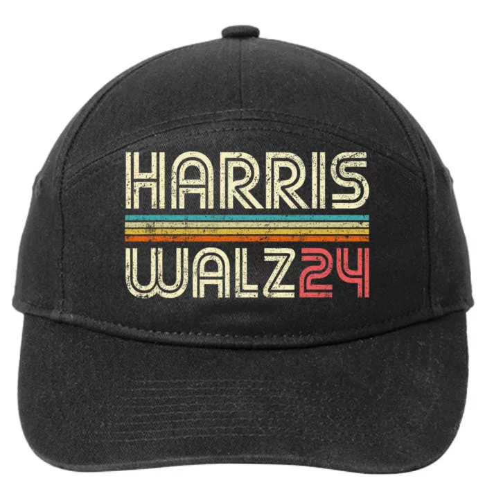 Harris Waltz Walz 24 Vintage Retro Stripes Funny 2024 7-Panel Snapback Hat