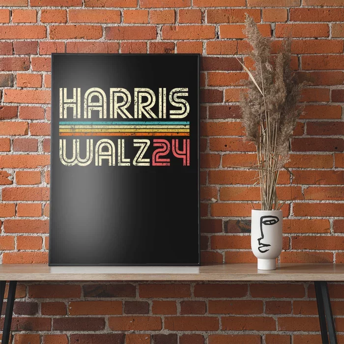 Harris Waltz Walz 24 Vintage Retro Stripes Funny 2024 Poster