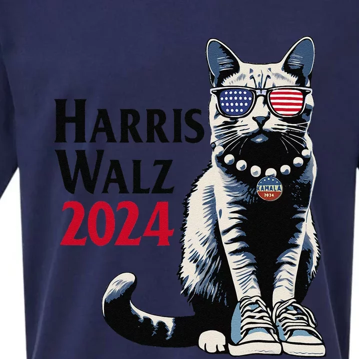 Harris Waltz Walz 2024 Cat Chucks And Pearls Kamala Walz Sueded Cloud Jersey T-Shirt