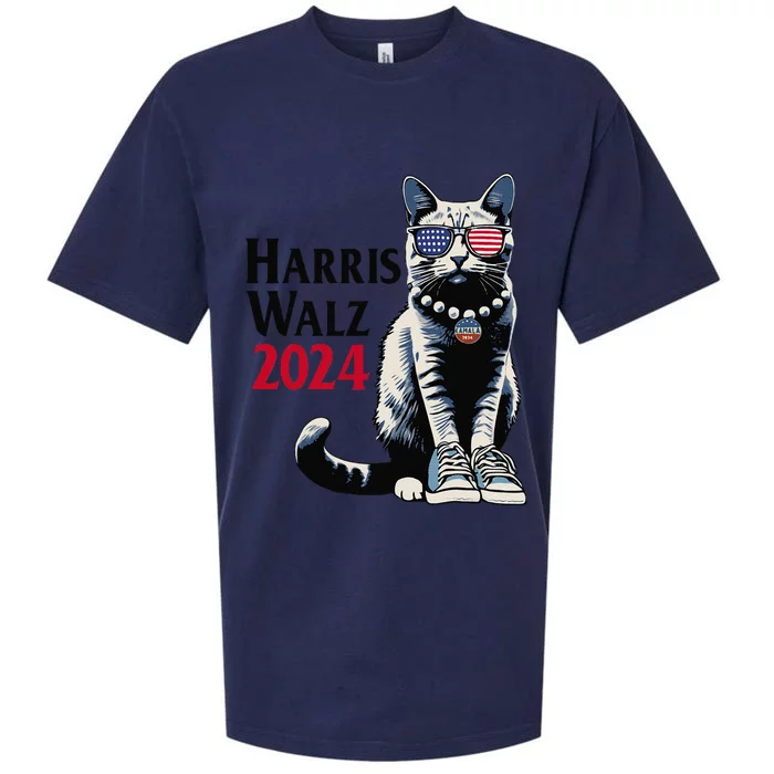 Harris Waltz Walz 2024 Cat Chucks And Pearls Kamala Walz Sueded Cloud Jersey T-Shirt