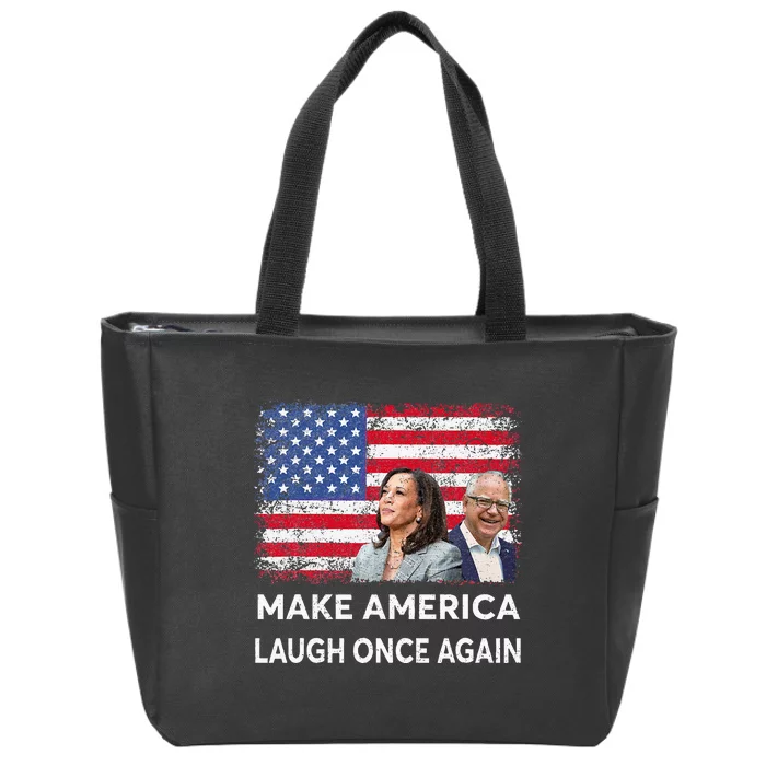 Harris Waltz Walz 2024 Make America Laugh Once Again Zip Tote Bag