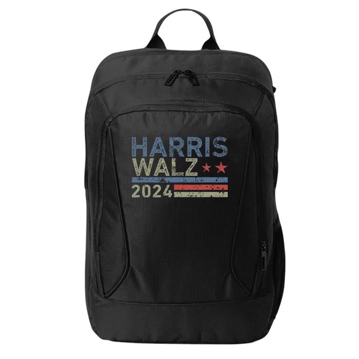 Harris Walz Waltz 2024 Retro Vintage Distressed Design City Backpack