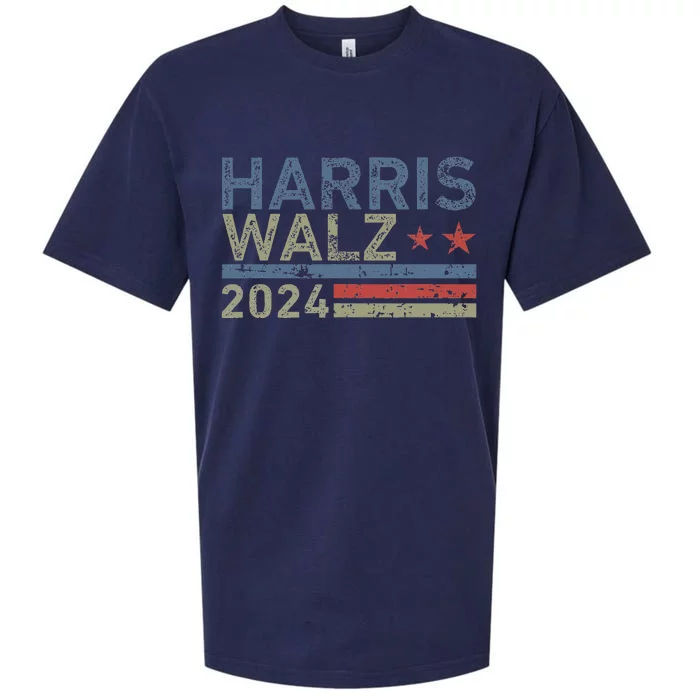 Harris Walz Waltz 2024 Retro Vintage Distressed Design Sueded Cloud Jersey T-Shirt