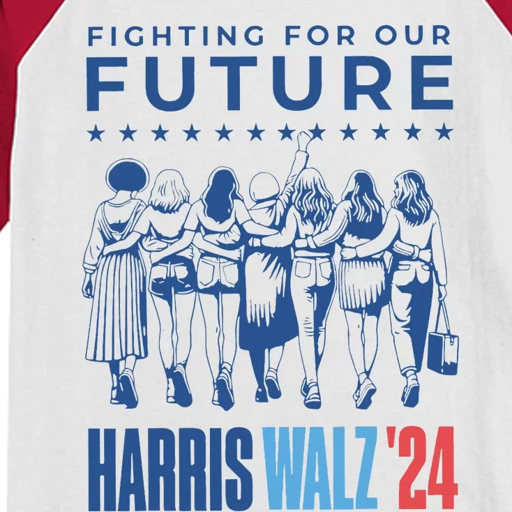 Harris Walz Waltz 2024 Harris Walz Future Button Election Kids Colorblock Raglan Jersey