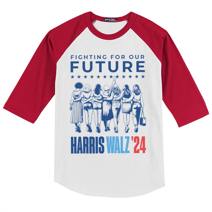 Harris Walz Waltz 2024 Harris Walz Future Button Election Kids Colorblock Raglan Jersey