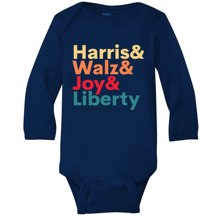 Harris Walz Waltz 2024 Harris Walz Joy Liberty Baby Long Sleeve Bodysuit