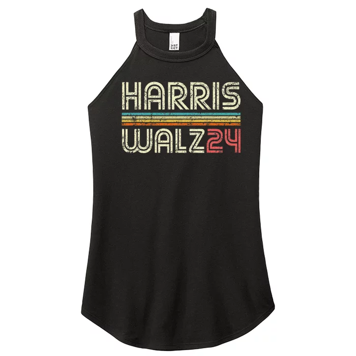 Harris Waltz Walz 24 Vintage Retro Stripes Fun 2024 Gift Women’s Perfect Tri Rocker Tank