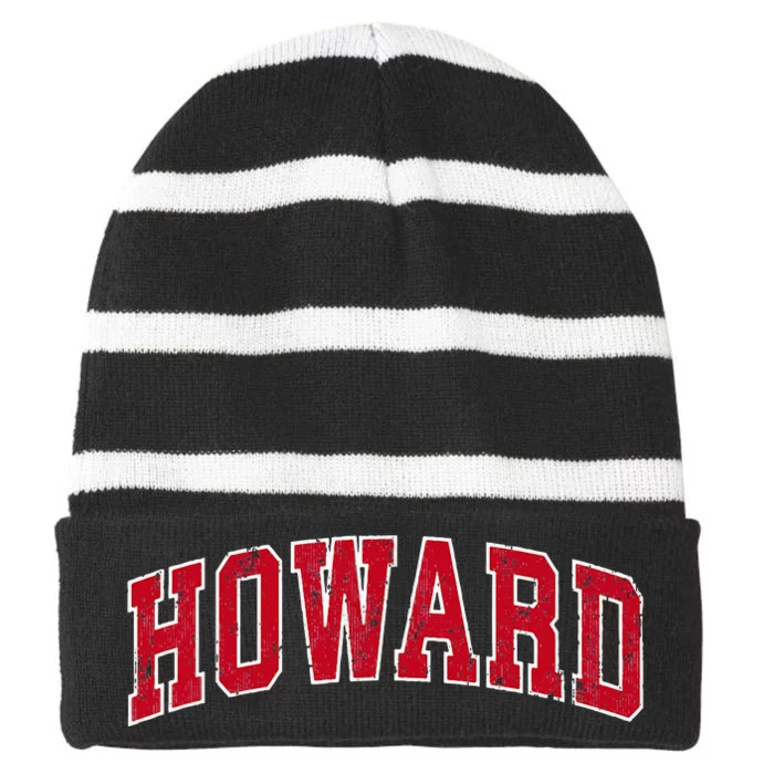 Howard Wisconsin WI Vintage Sports Design Red Design Striped Beanie with Solid Band