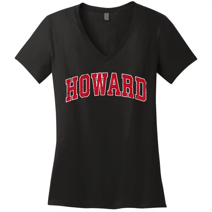 Howard Wisconsin WI Vintage Sports Design Red Design Women's V-Neck T-Shirt