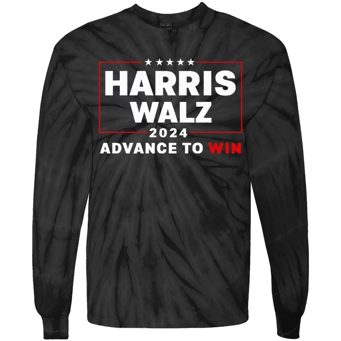 Harris Walz Waltz 2024 Advance To Win For 47th President Tie-Dye Long Sleeve Shirt