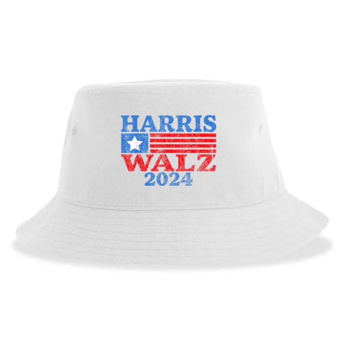 Harris Walz Waltz 2024 Vintage Style Kamala Harris Tim Walz Sustainable Bucket Hat