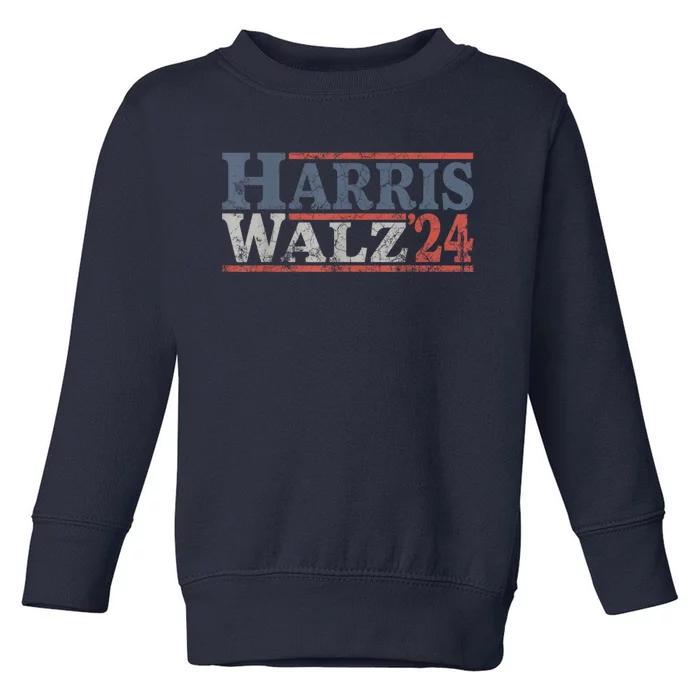 Harris Walz Waltz 2024 Vintage Style Kamala Harris Tim Walz Toddler Sweatshirt