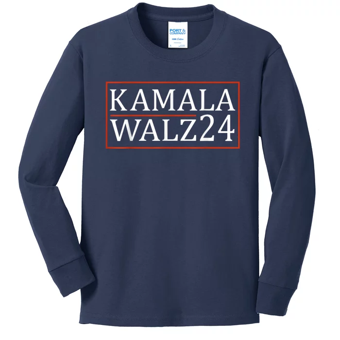 Harris Walz Waltz 2024 Vintage Style Kamala Harris Tim Walz Kids Long Sleeve Shirt