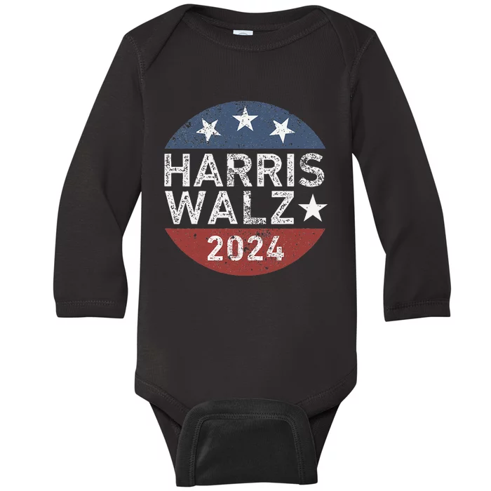 Harris Walz Waltz 2024 Retro Vintage Gift Baby Long Sleeve Bodysuit