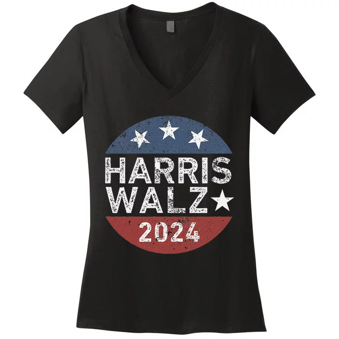 Harris Walz Waltz 2024 Retro Vintage Gift Women's V-Neck T-Shirt