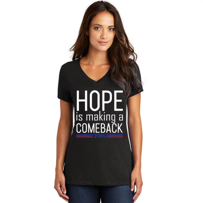 Harris Walz Waltz 2024 Hope Is Making A Comeback Women's V-Neck T-Shirt