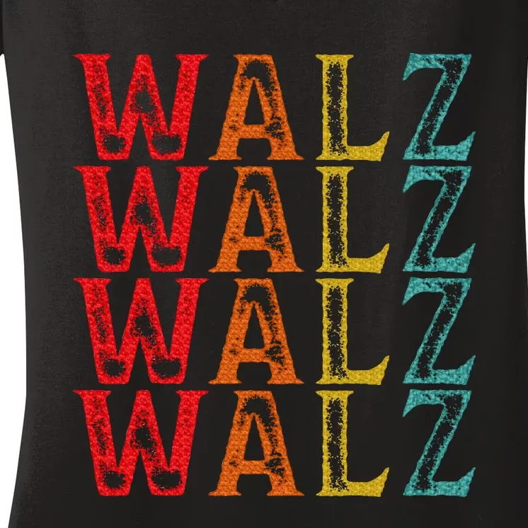 Harris Walz Waltz 2024 Tim Walz Waltz Last Name Women's V-Neck T-Shirt