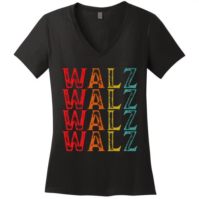 Harris Walz Waltz 2024 Tim Walz Waltz Last Name Women's V-Neck T-Shirt