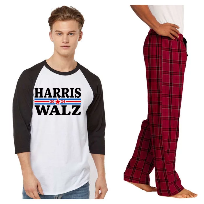 Harris Walz Waltz 2024 Vintage Style Kamala Harris Tim Walz Raglan Sleeve Pajama Set