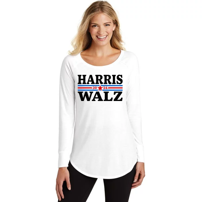 Harris Walz Waltz 2024 Vintage Style Kamala Harris Tim Walz Women's Perfect Tri Tunic Long Sleeve Shirt