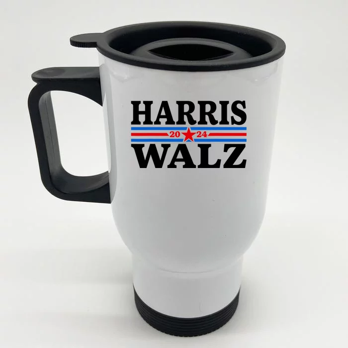 Harris Walz Waltz 2024 Vintage Style Kamala Harris Tim Walz Front & Back Stainless Steel Travel Mug