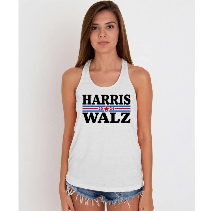 Harris Walz Waltz 2024 Vintage Style Kamala Harris Tim Walz Women's Knotted Racerback Tank