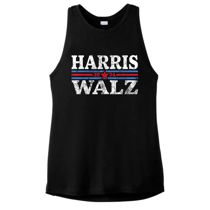 Harris Walz Waltz 2024 Vintage Style Kamala Harris Tim Walz Ladies Tri-Blend Wicking Tank